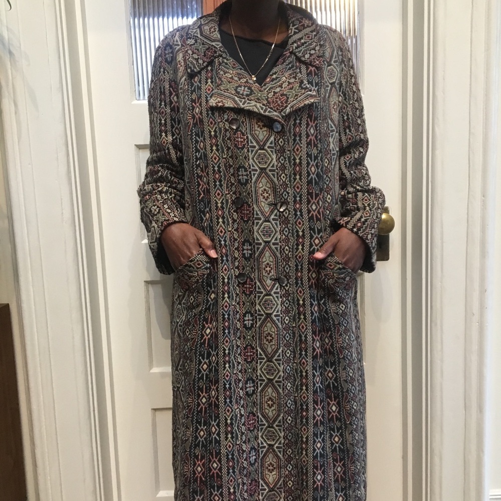 vintage tapestry winter coat